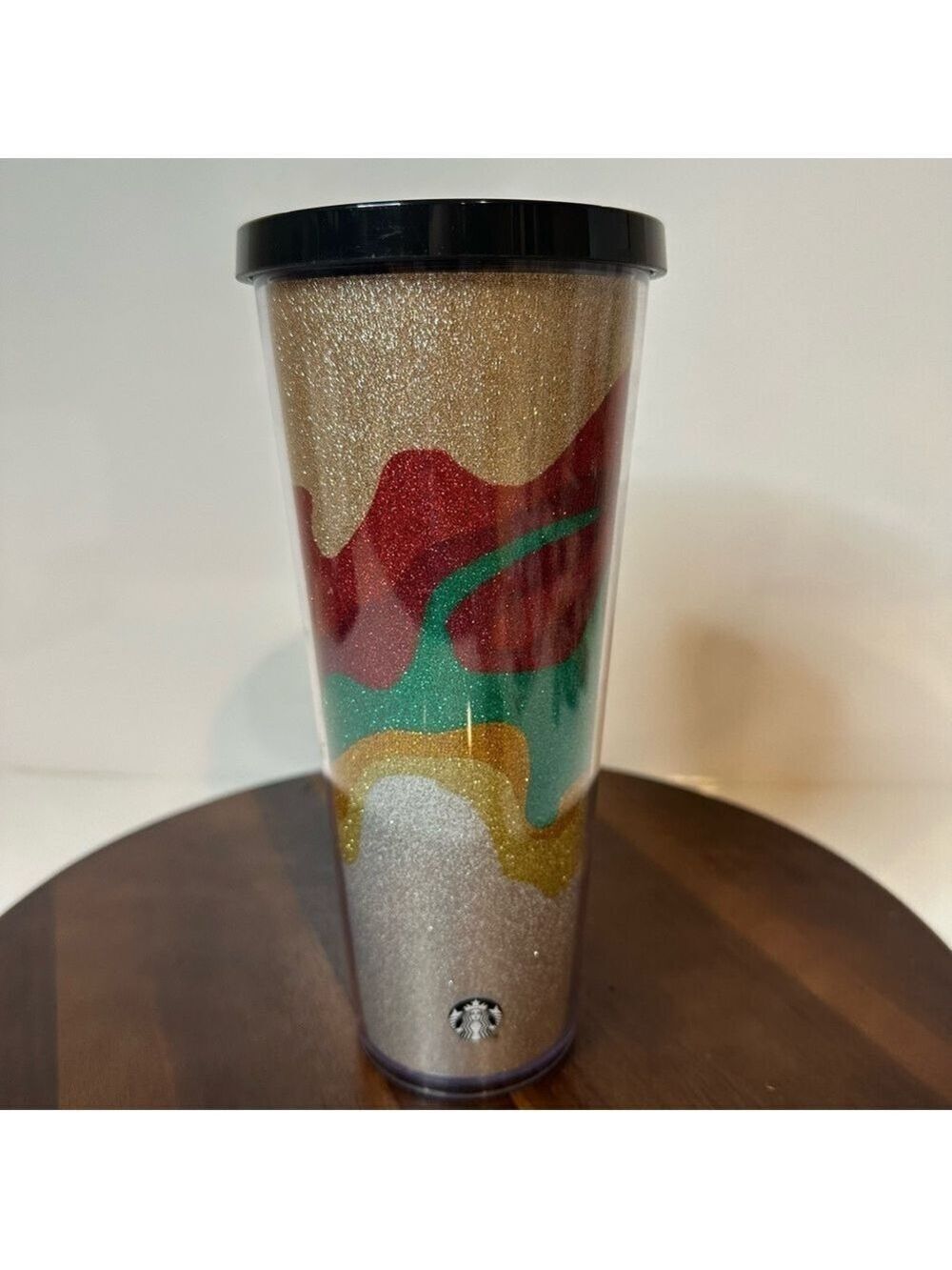 Starbucks Holiday Glitter Sand Flow Cold Cup Venti 24 oz Logo Tumbler No Straw
